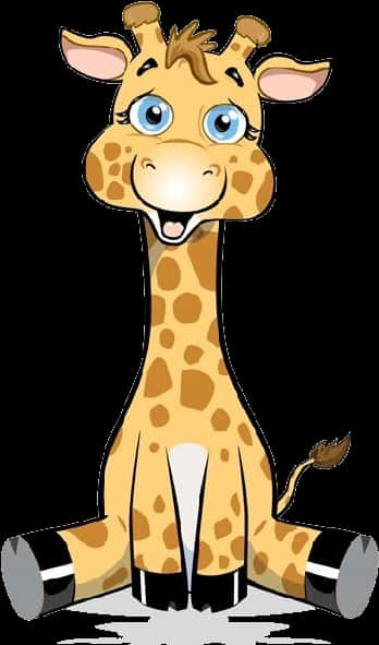 Cute Cartoon Giraffe Sitting PNG