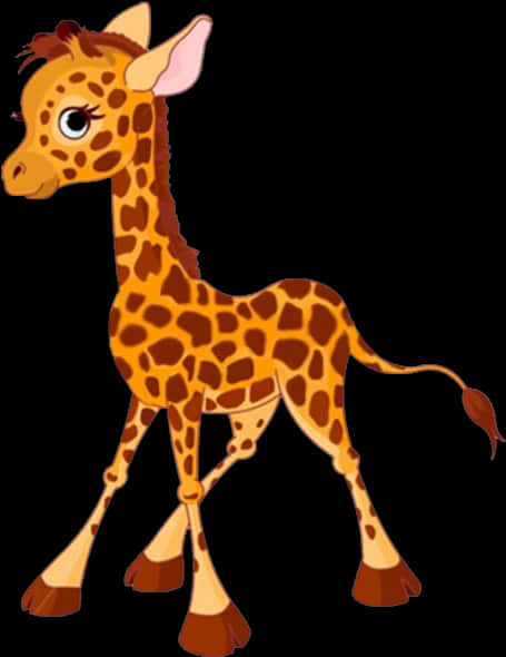 Cute Cartoon Giraffe Standing PNG