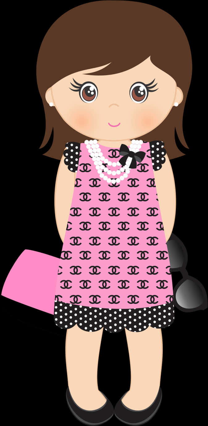 Cute Cartoon Girl Doll Illustration PNG