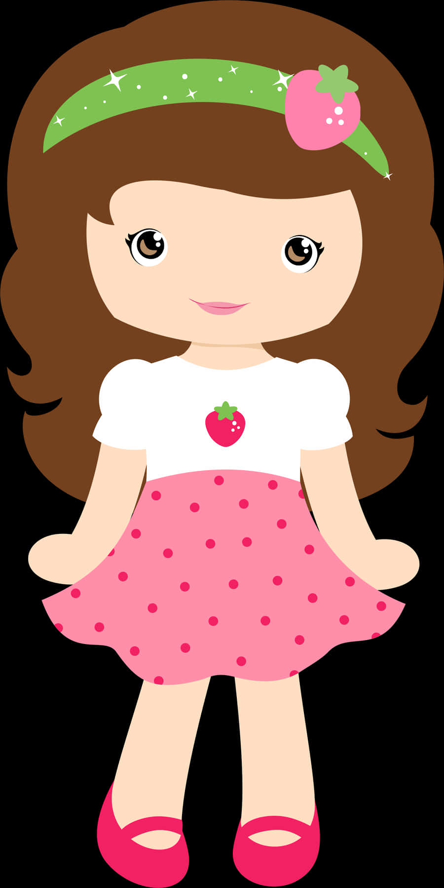 Cute Cartoon Girl Doll Strawberry Theme PNG