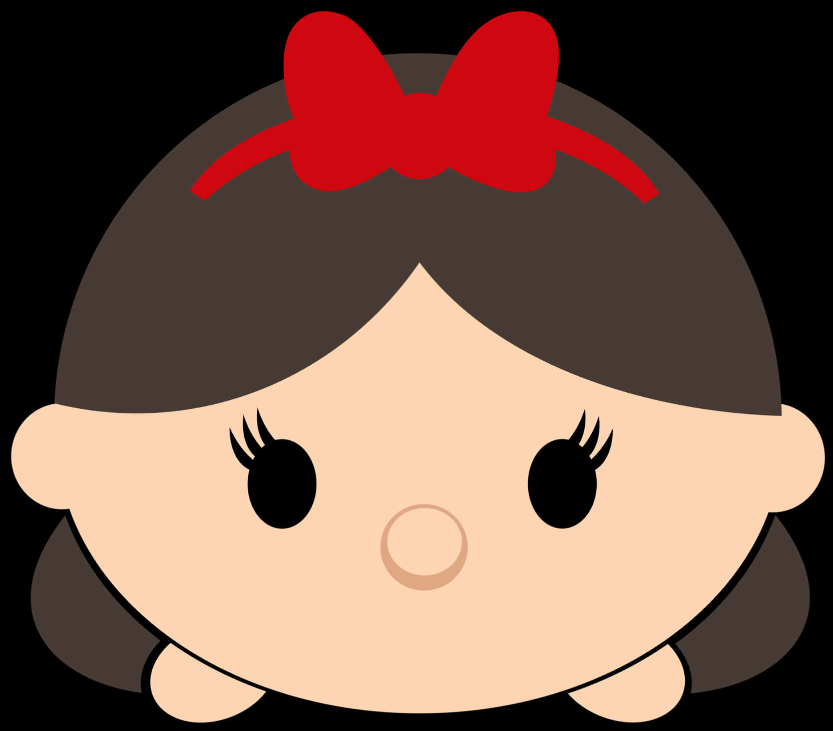 Cute Cartoon Girlwith Red Bow PNG