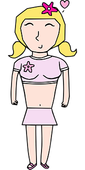 Cute Cartoon Girlwith Star Accessories PNG