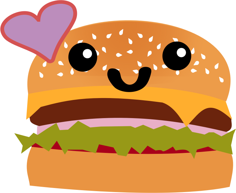 Cute Cartoon Hamburger Love PNG