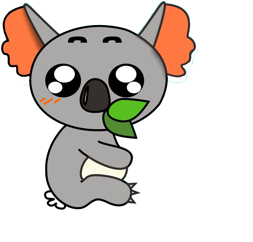 Cute Cartoon Koalawith Leaf PNG