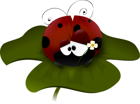 Cute Cartoon Ladybugon Leaf PNG
