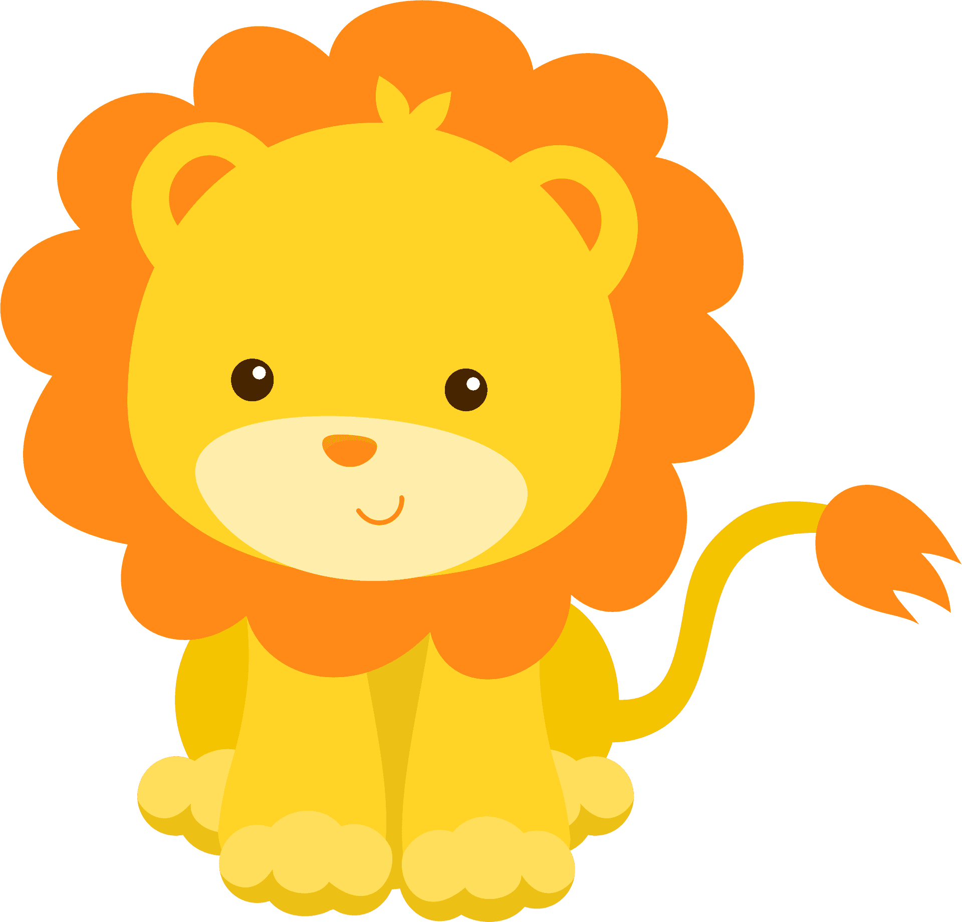 Cute Cartoon Lion Illustration PNG