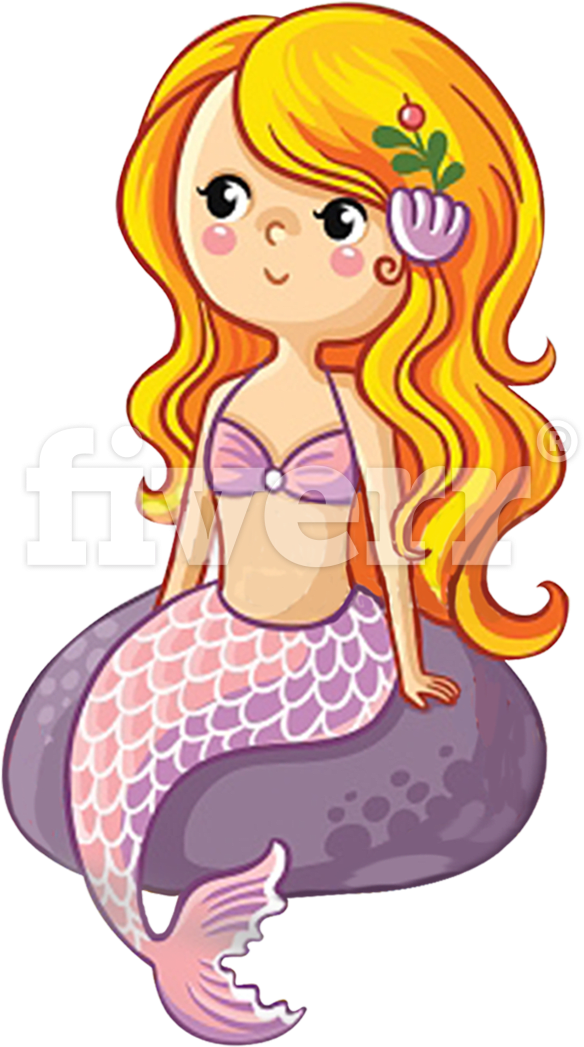 Cute Cartoon Mermaid Clipart PNG