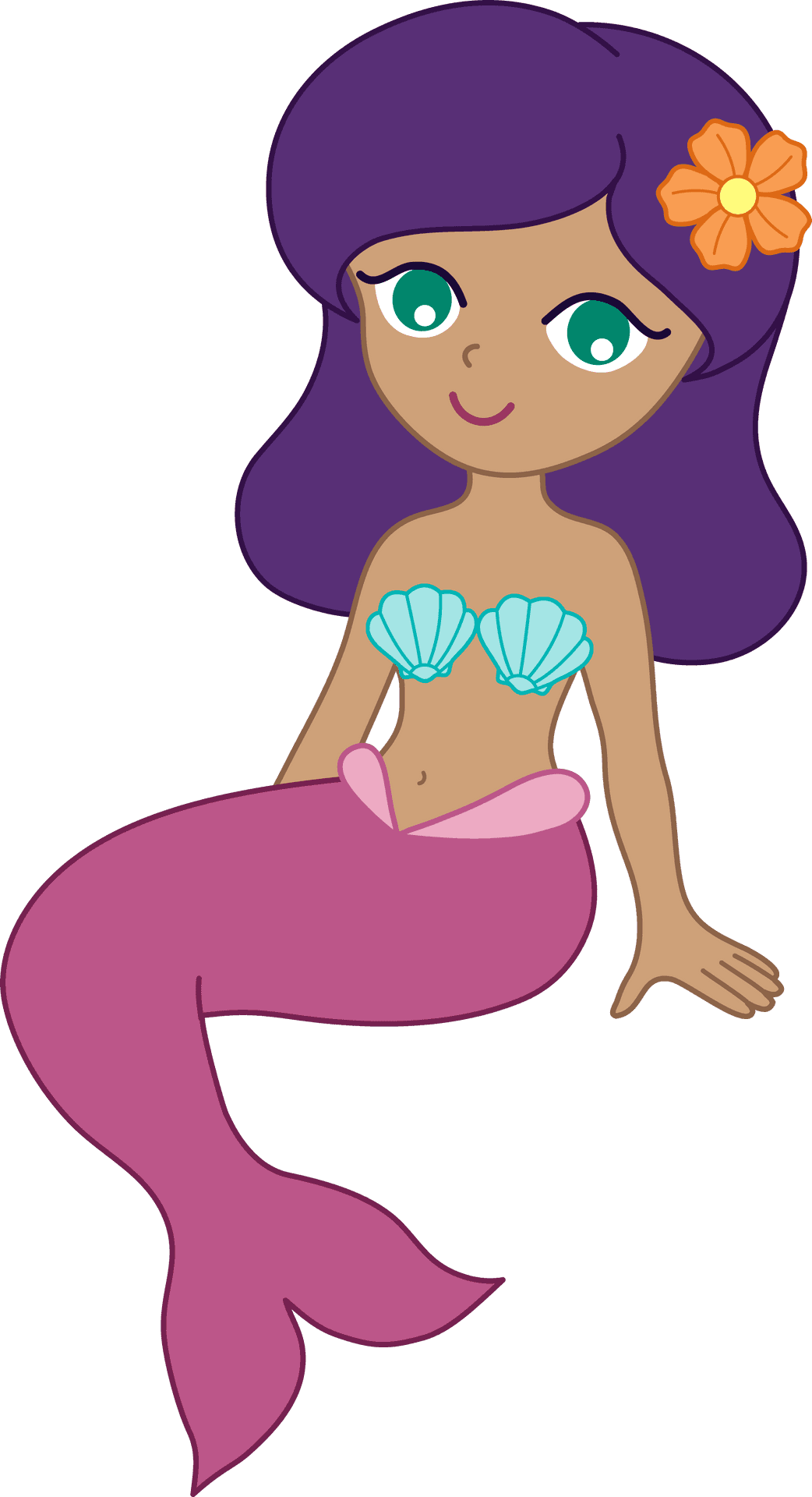 Cute Cartoon Mermaid Clipart PNG