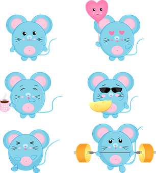 Cute Cartoon Mice Collection PNG