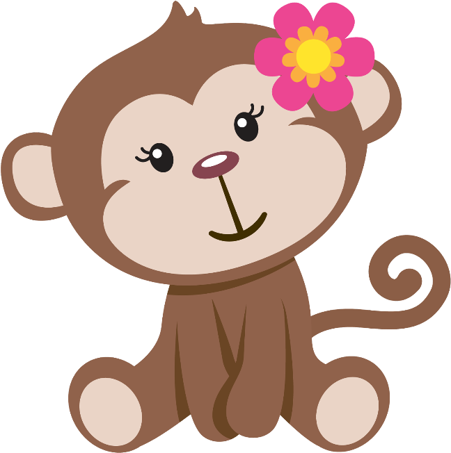 Cute Cartoon Monkeywith Flower PNG
