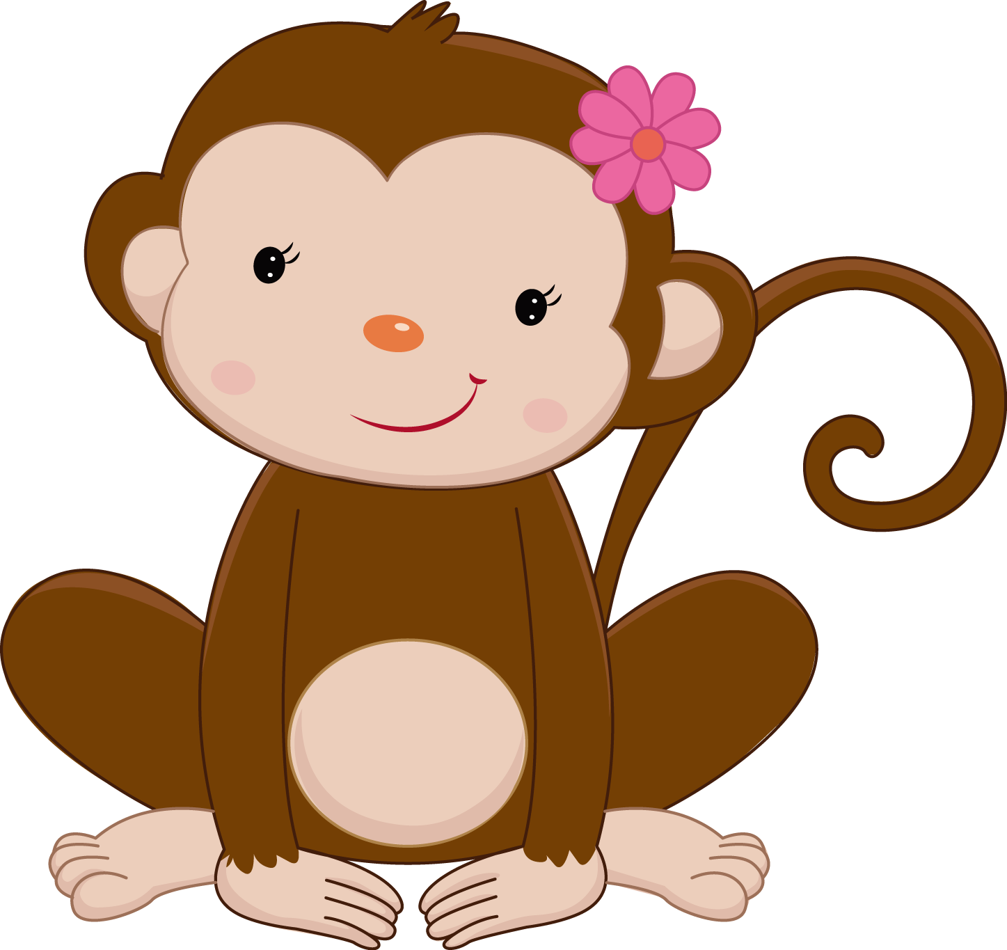 Cute Cartoon Monkeywith Flower PNG