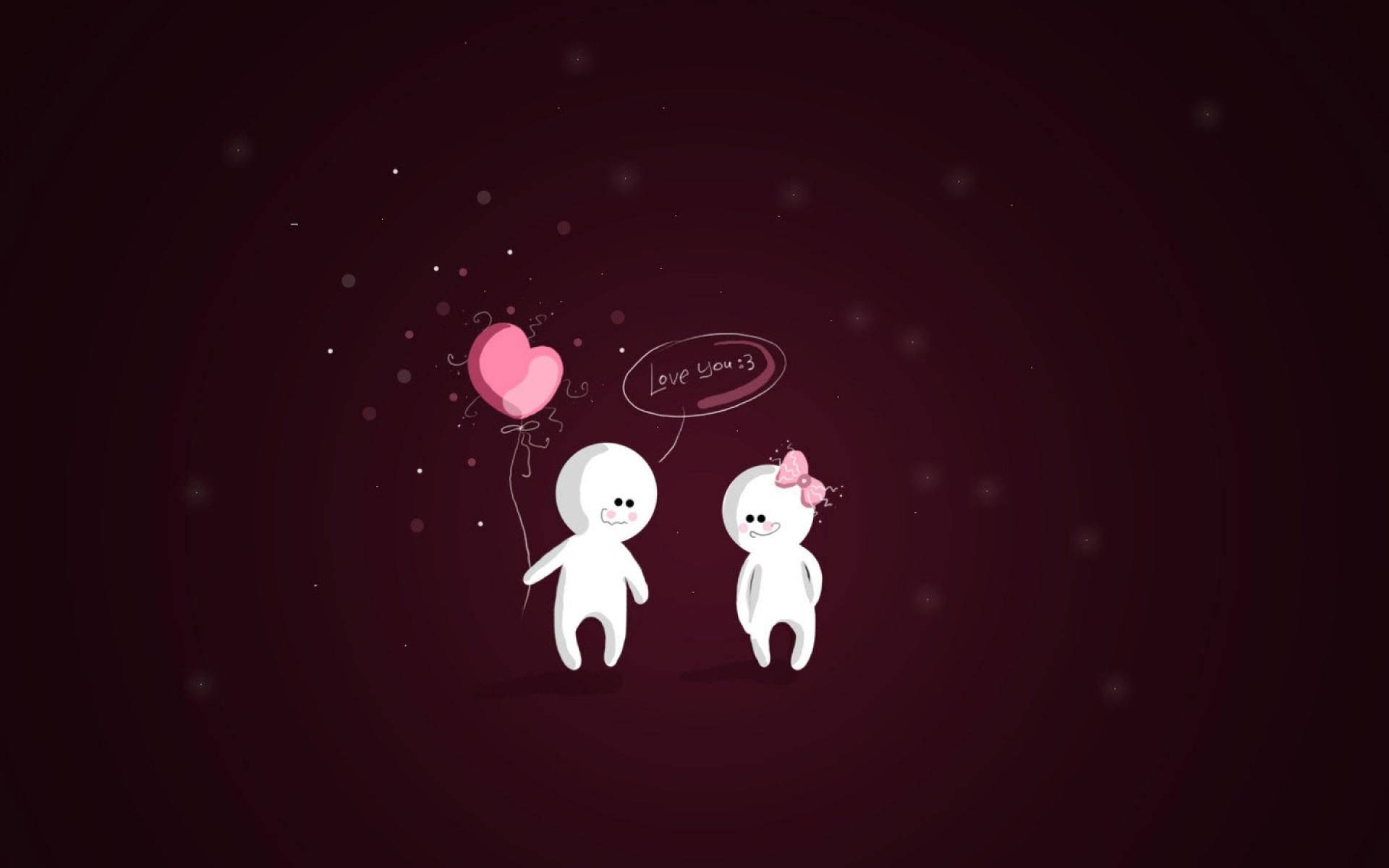 Download Cute Cartoon Of White Couple Wallpaper 