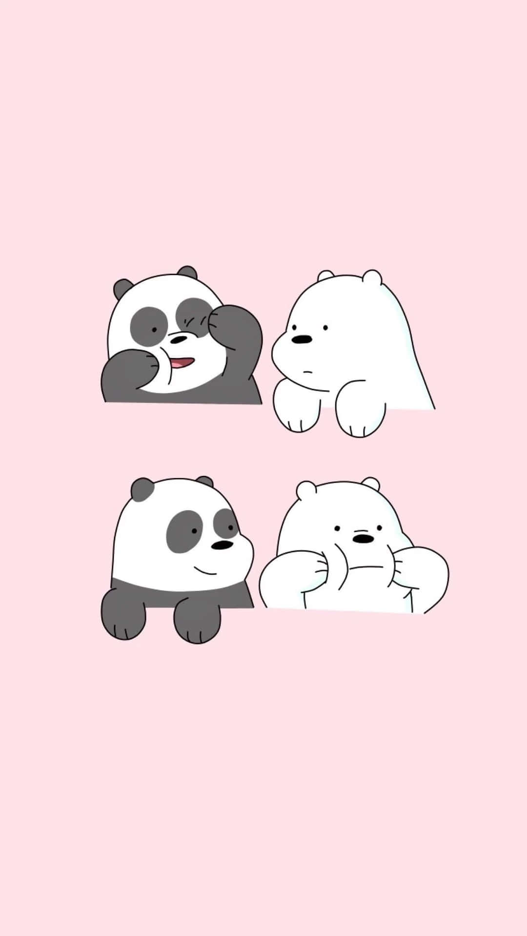 Niedlichercartoon-panda Und Eisbär Wallpaper