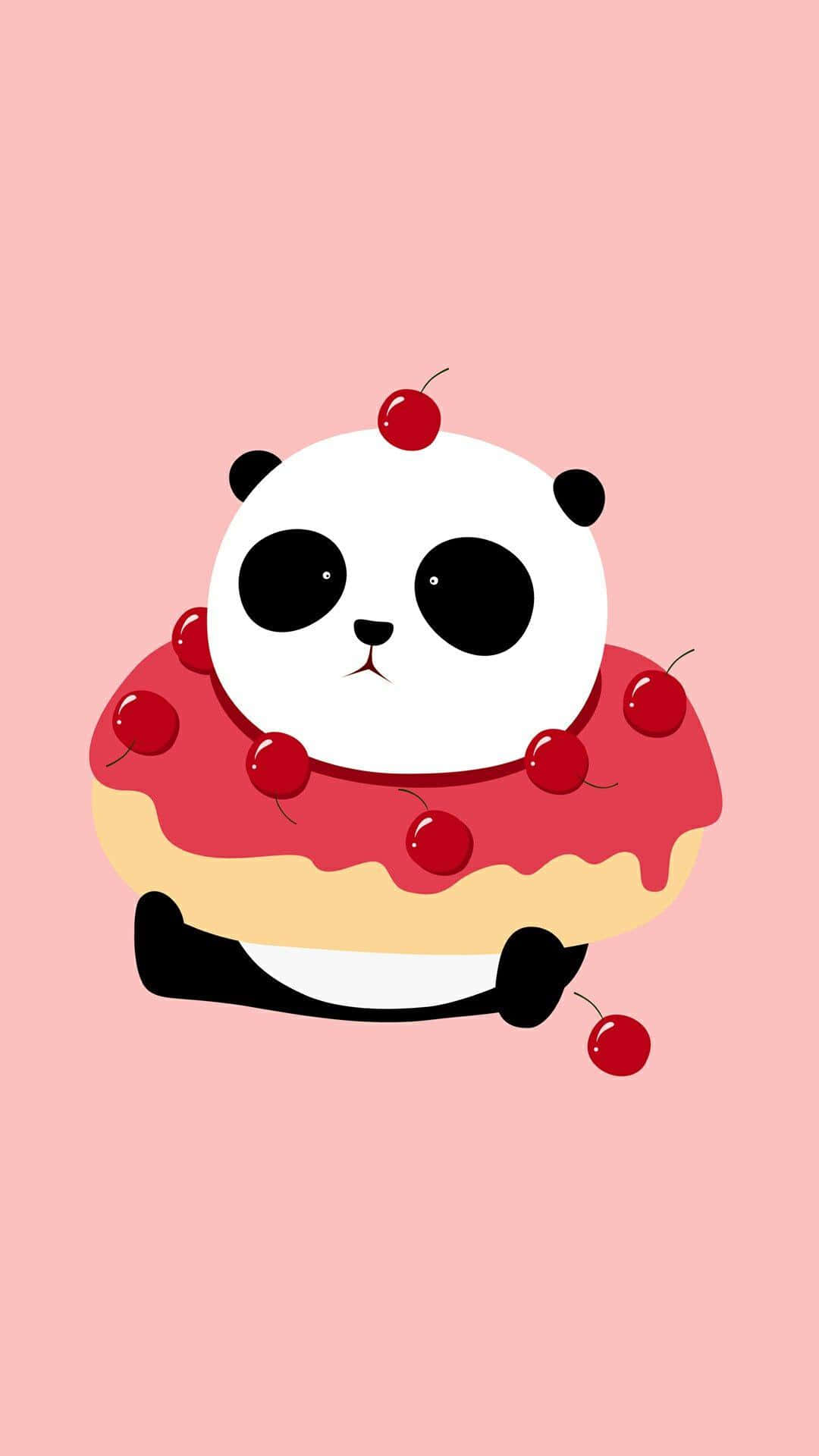 Cute Cartoon Panda Doughnut Wallpaper