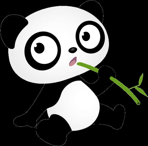 Cute Cartoon Panda Eating Bamboo PNG