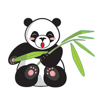 Cute Cartoon Panda Eating Bamboo PNG