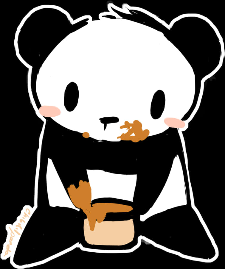 Cute Cartoon Panda Eating PNG