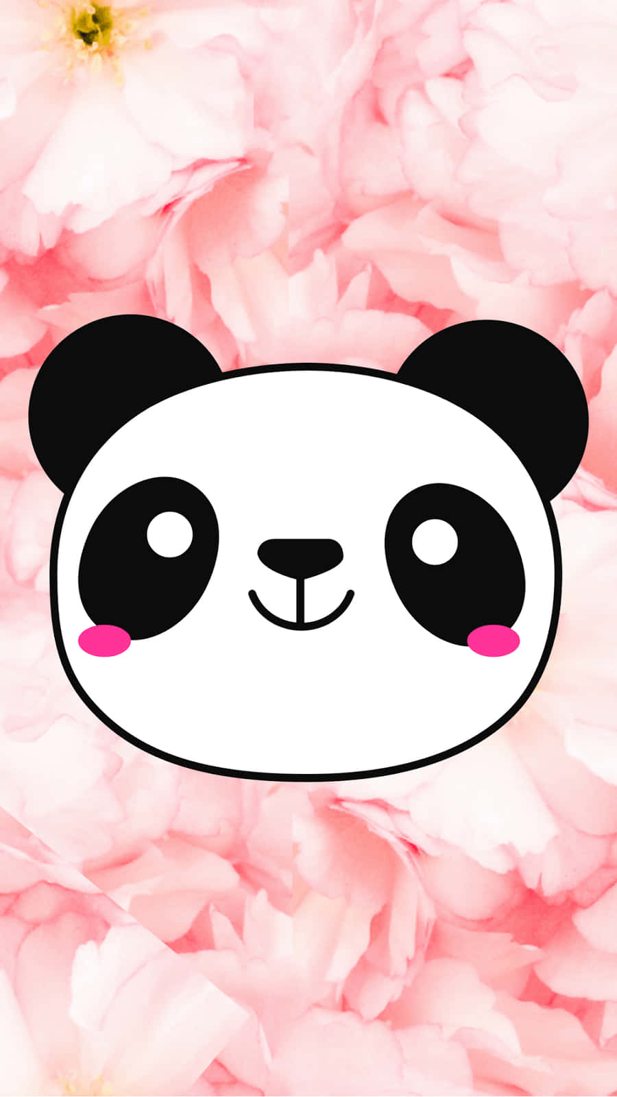 Cute Cartoon Panda Pink Flowers Wallpaper