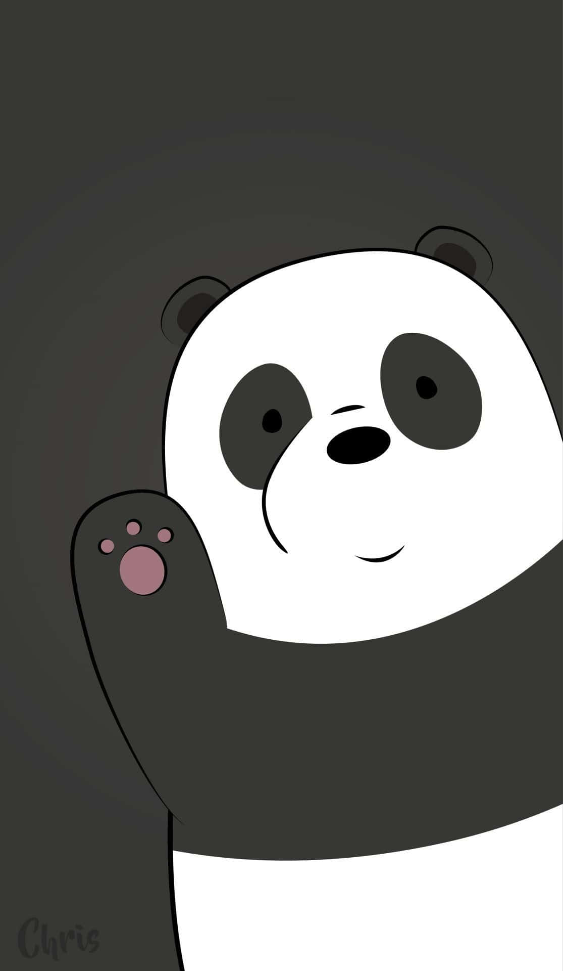 Cute Cartoon Panda Wave Background