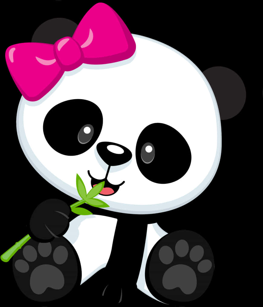 Cute Cartoon Pandawith Bow PNG