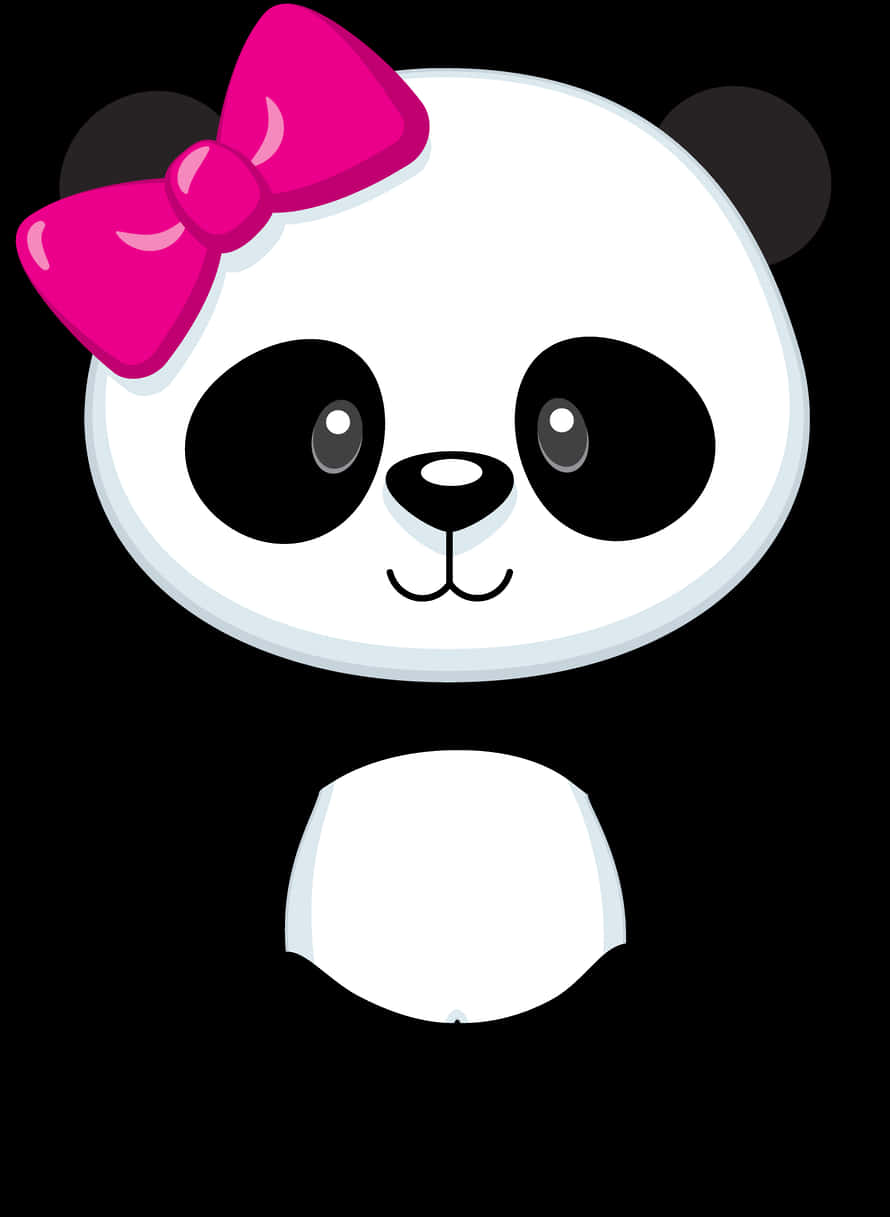 Cute Cartoon Pandawith Pink Bow PNG