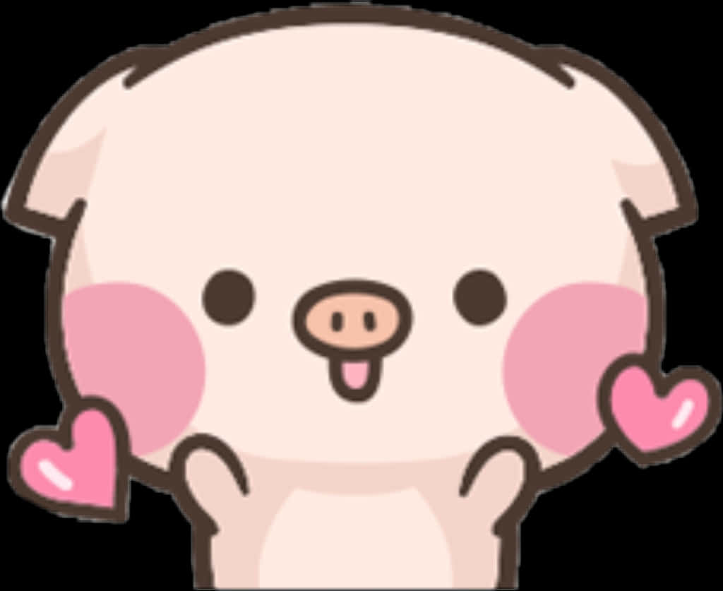 Cute Cartoon Pigwith Hearts PNG