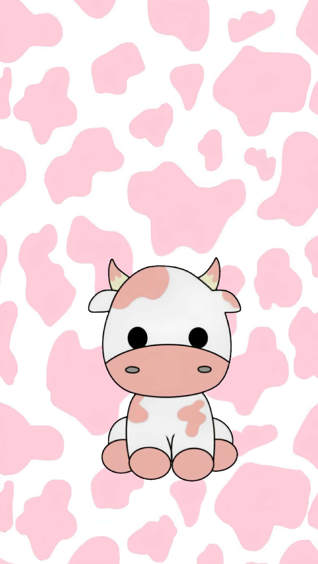 Cute Cartoon Pink Cow Pattern Wallpaper