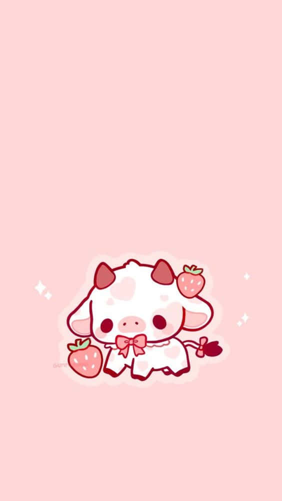 Cute Cartoon Pink Cow Wallpaper Wallpaper