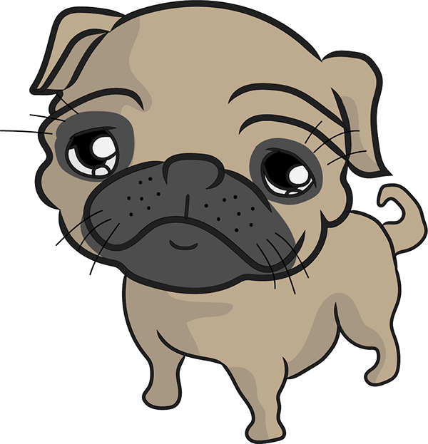 Cute Cartoon Pug Illustration PNG