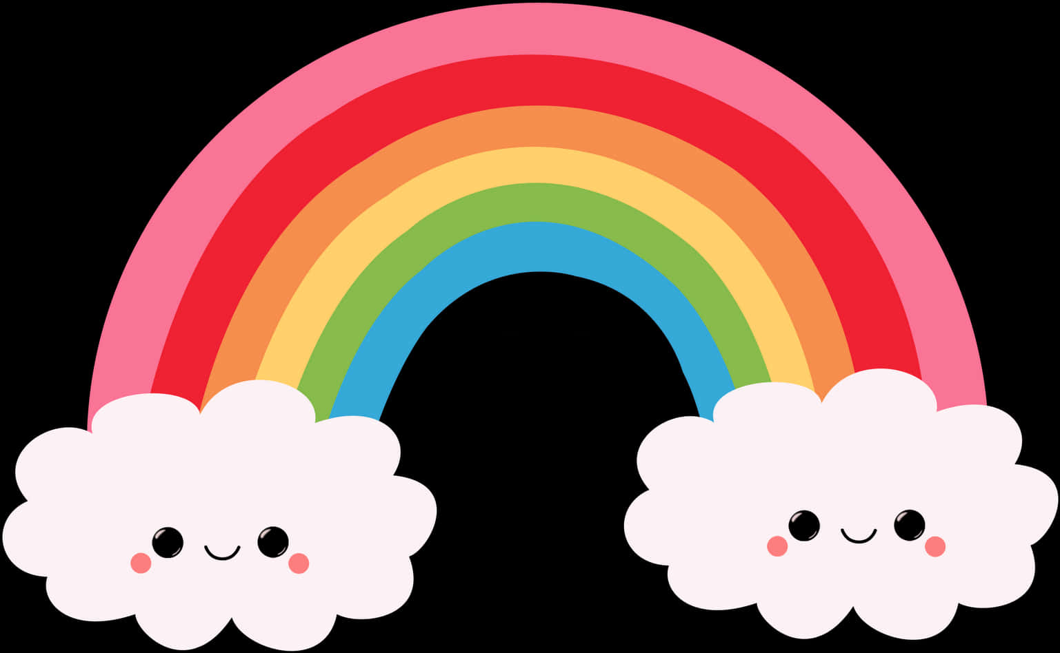 Cute Cartoon Rainbowand Clouds PNG