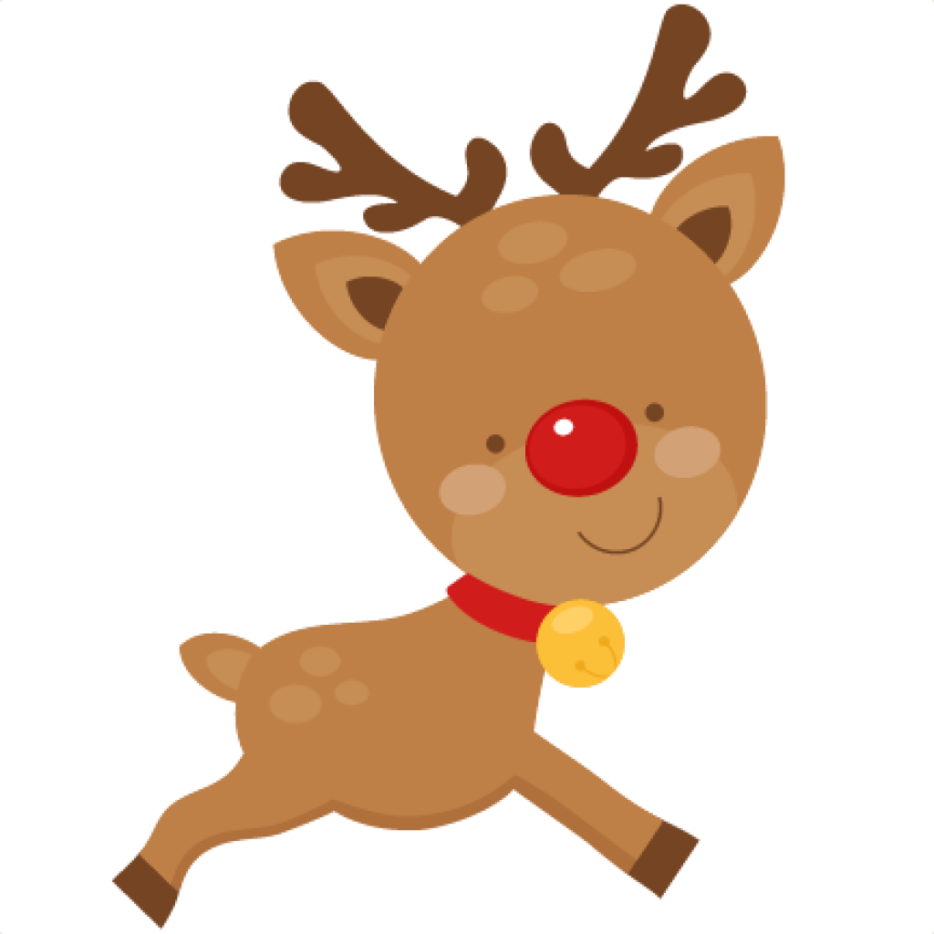 Cute Cartoon Reindeer Red Nose PNG