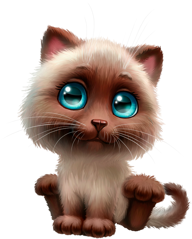 Cute Cartoon Siamese Cat PNG