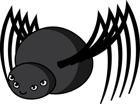 Cute Cartoon Spideron Black Background PNG