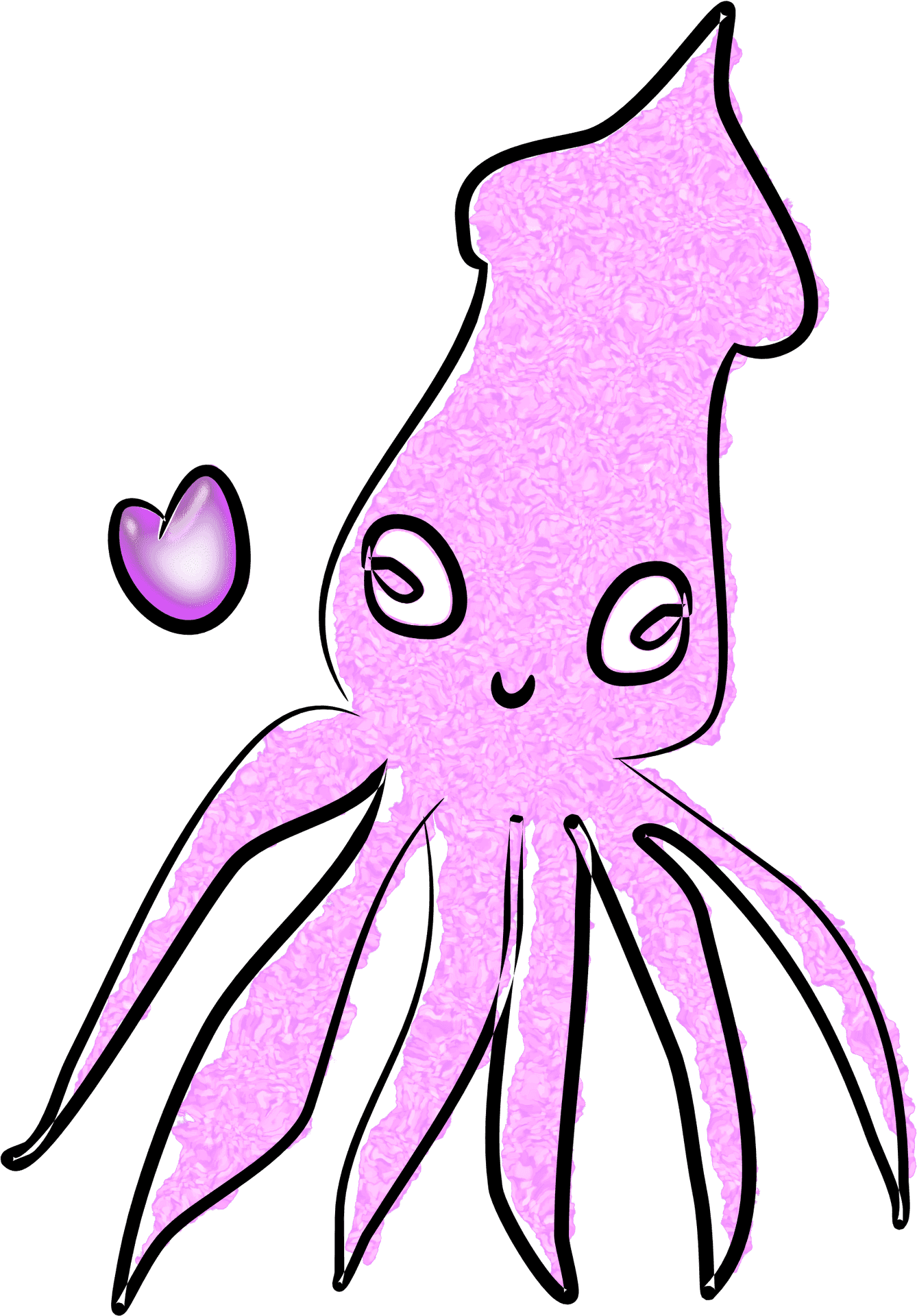 Cute Cartoon Squid Illustration PNG