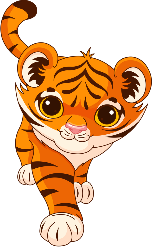 Cute Cartoon Tiger Walking PNG