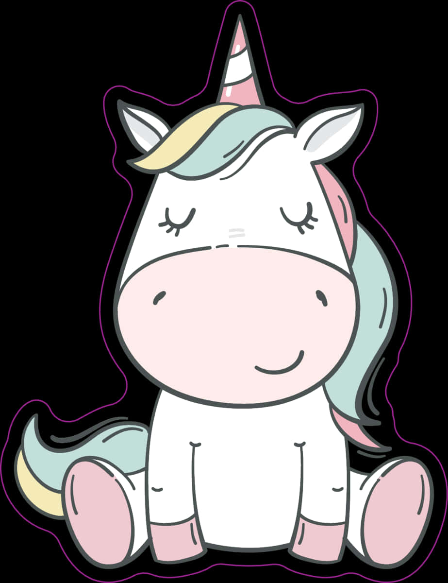 Cute Cartoon Unicorn Sticker SVG