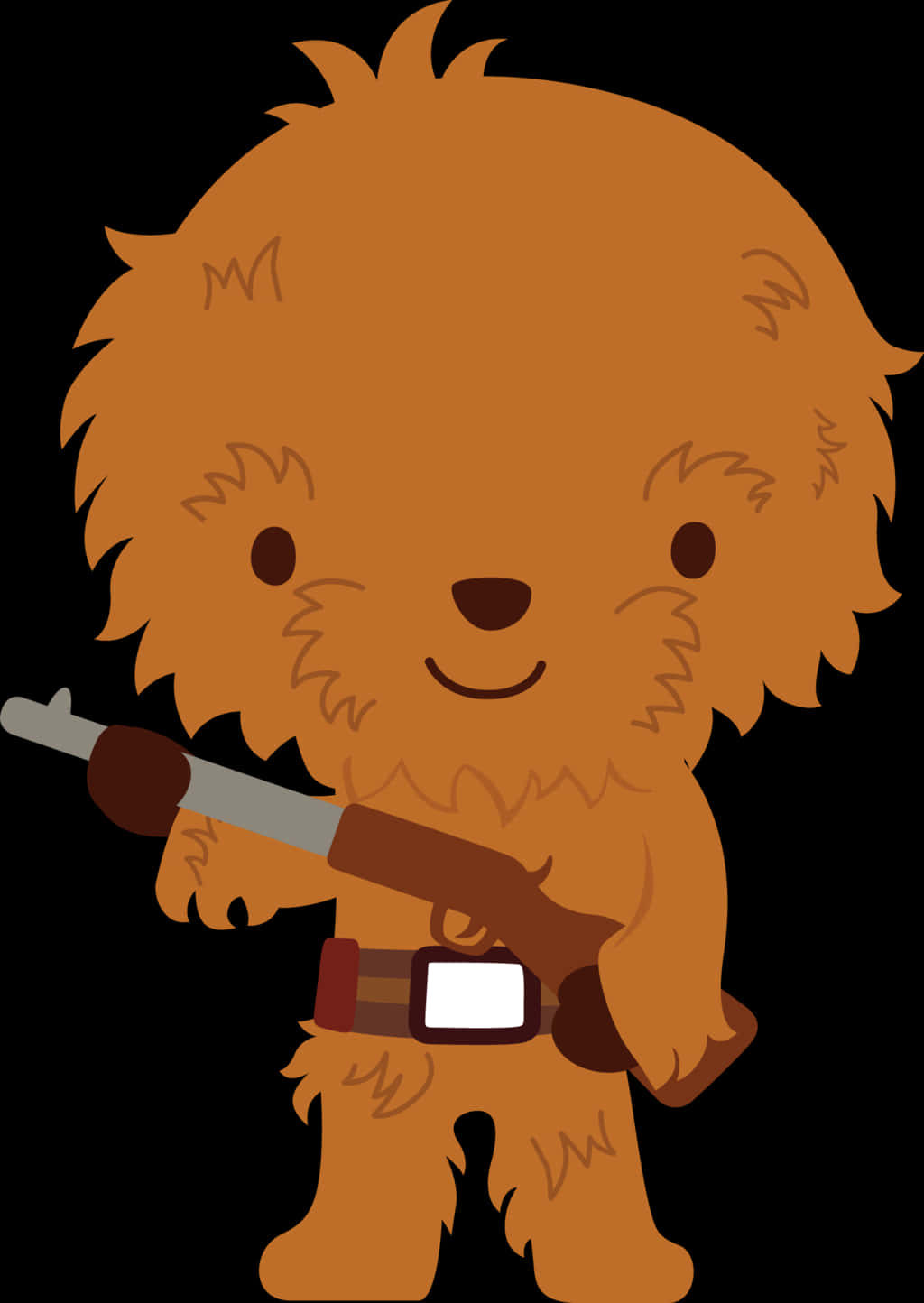 Cute Cartoon Wookieewith Bowcaster PNG