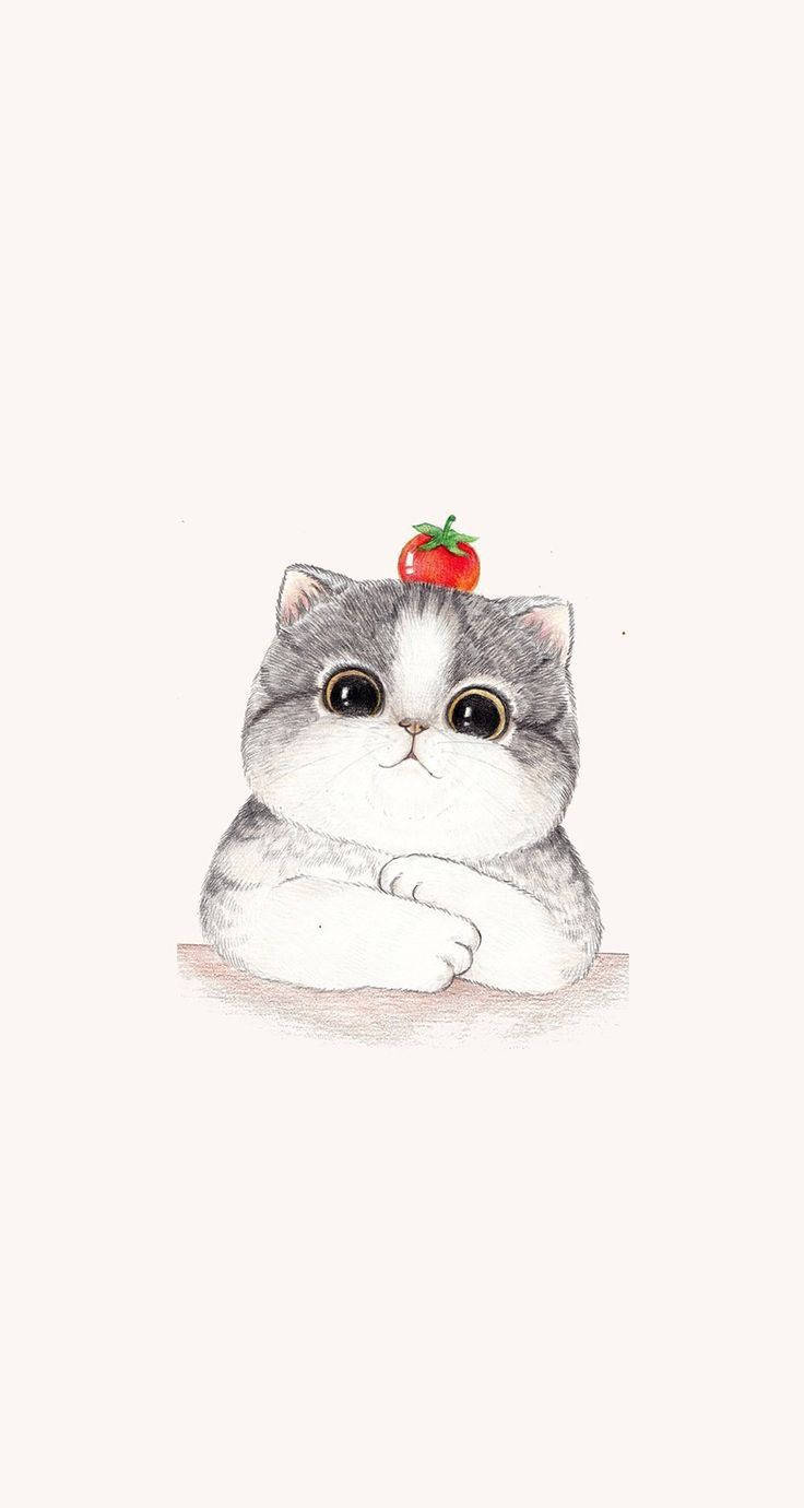 Cute Cat Art Drawing Background