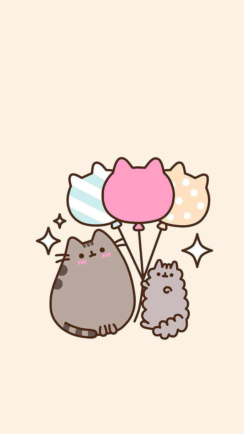 Cute_ Cat_ Balloons_ P F P Wallpaper