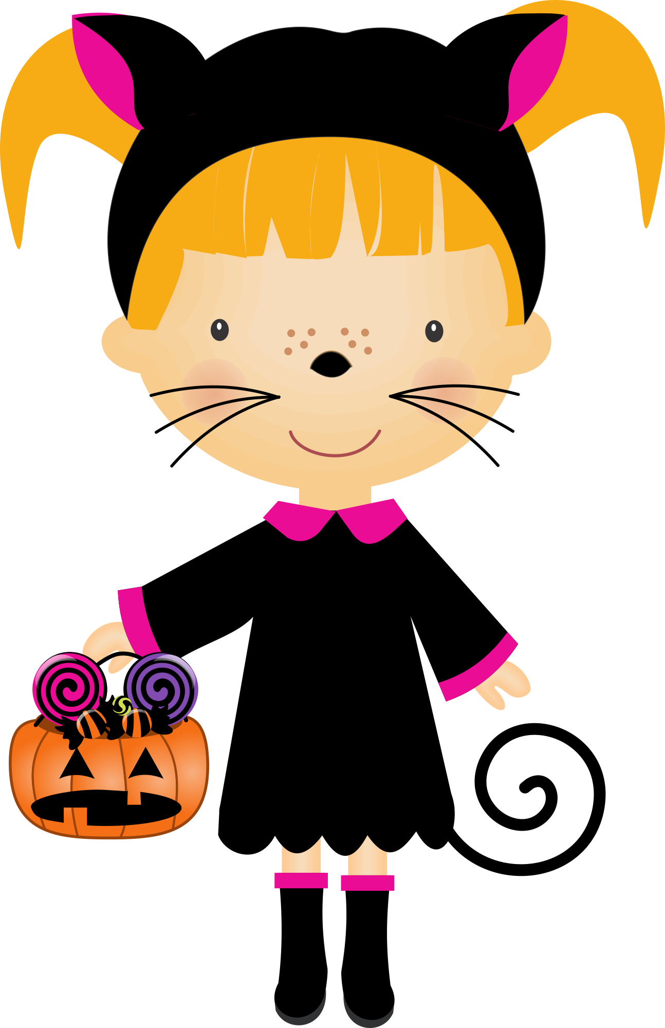 Cute Cat Costume Girl Halloween.png PNG