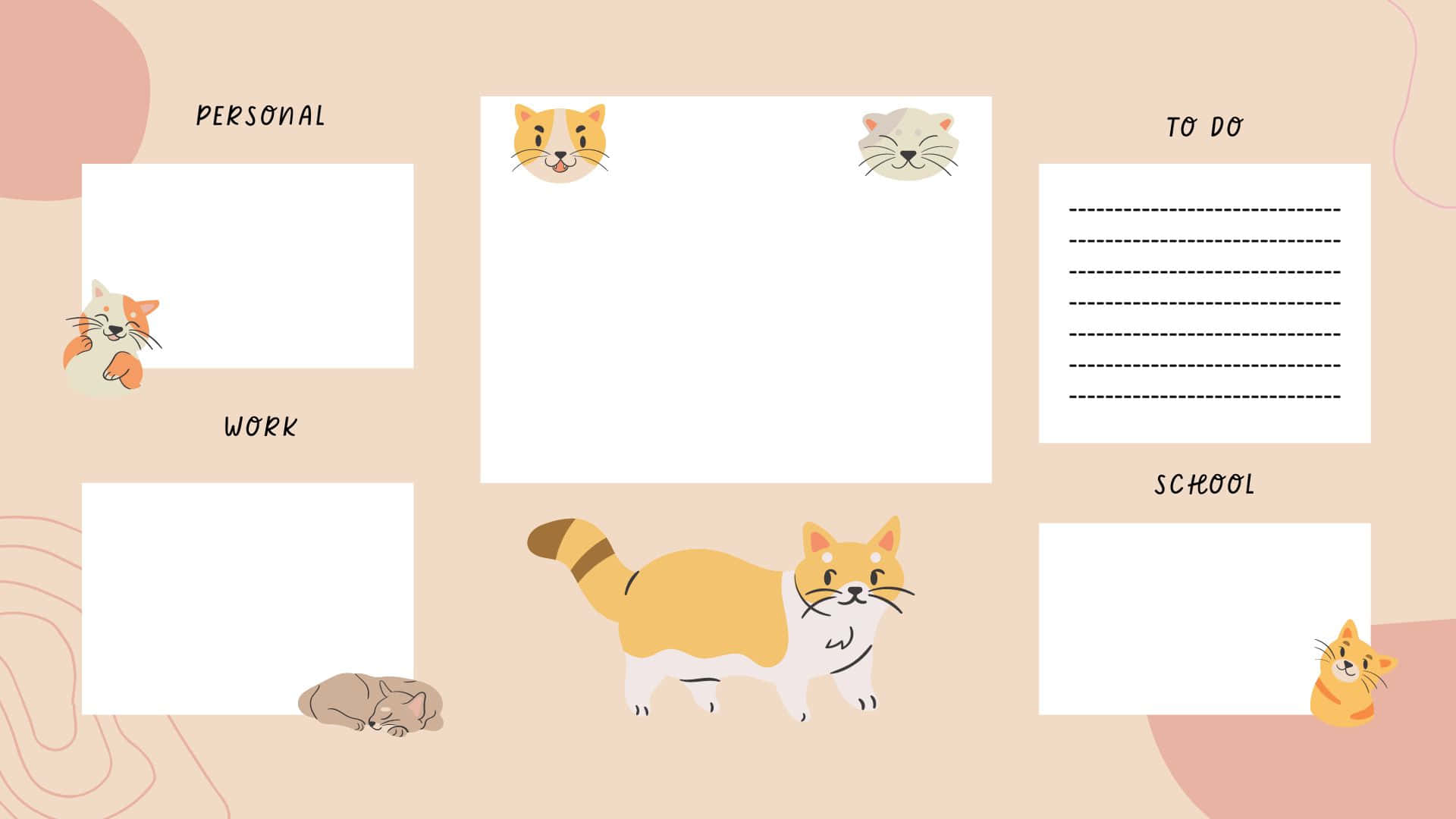 Cute Cat Desktop Organizer Background Wallpaper