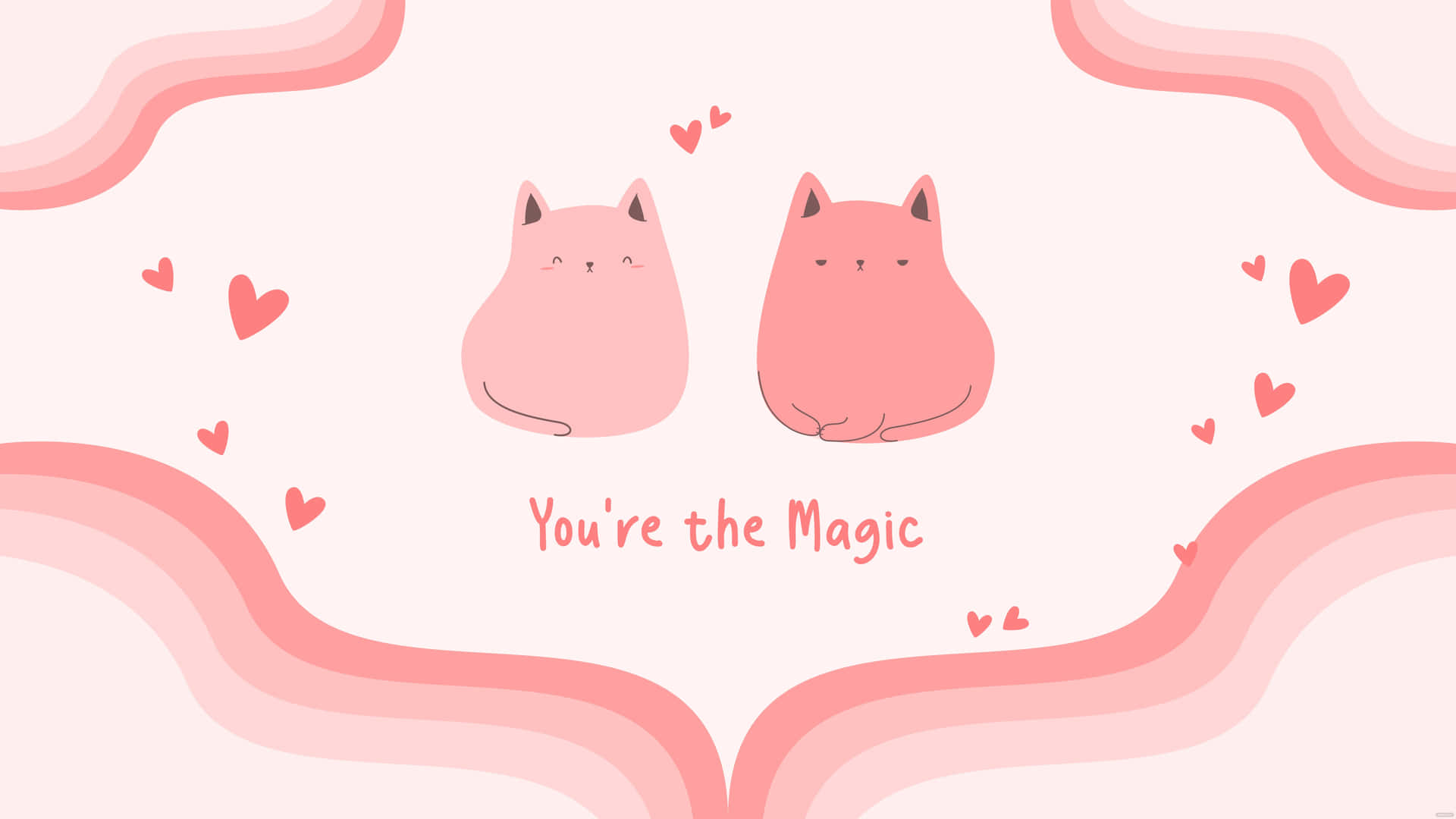 Cute Cat Magic Love Illustration Wallpaper