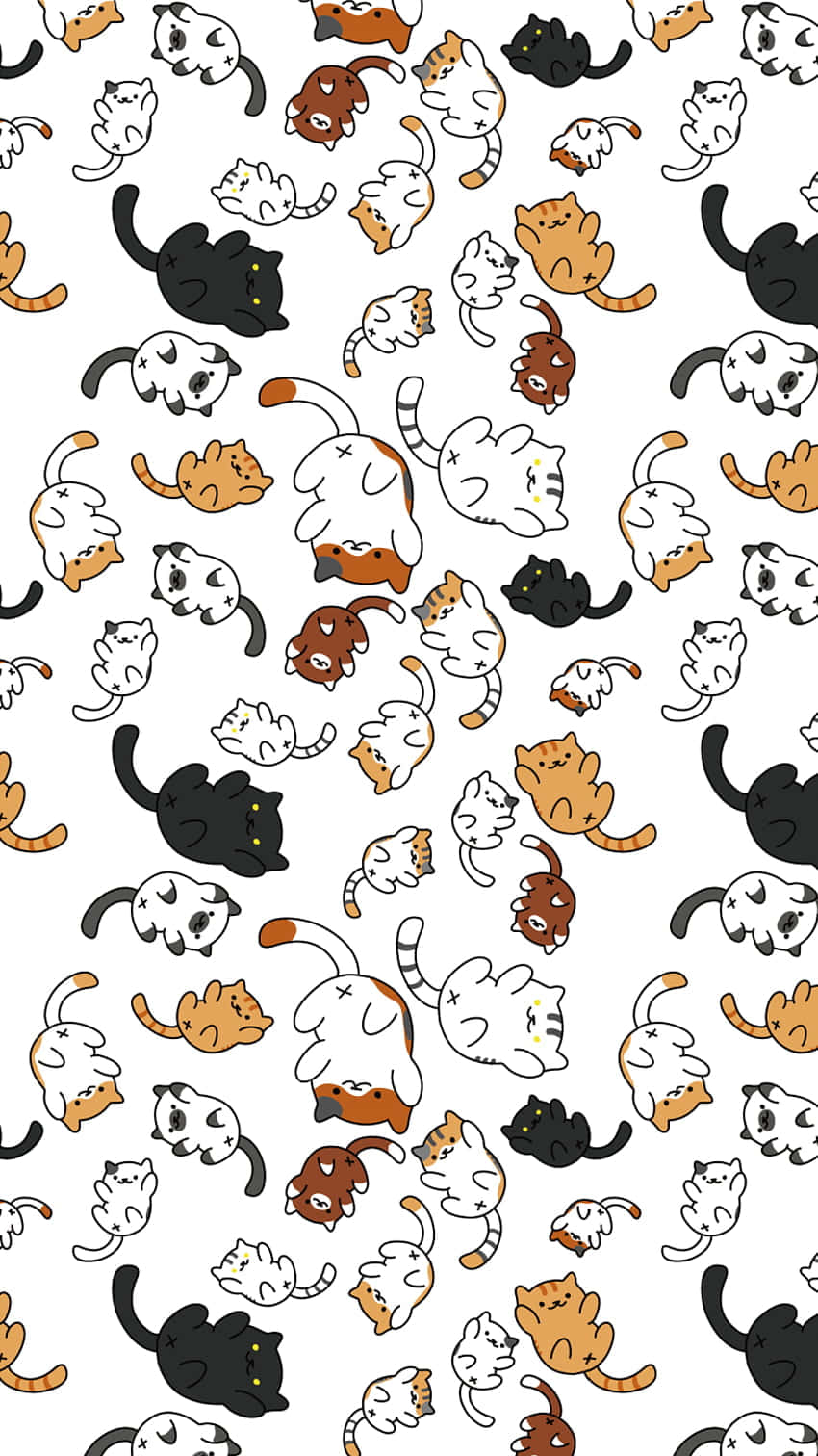 Adorable Cute Cat Pattern Wallpaper