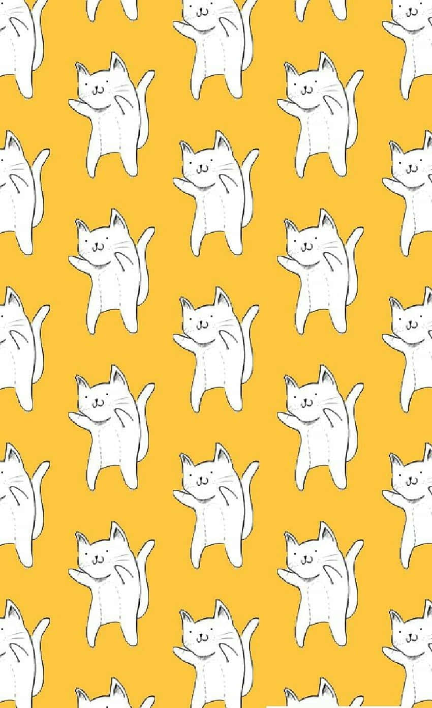 "Unlock your cuteness with this adorable cat pattern!" Wallpaper