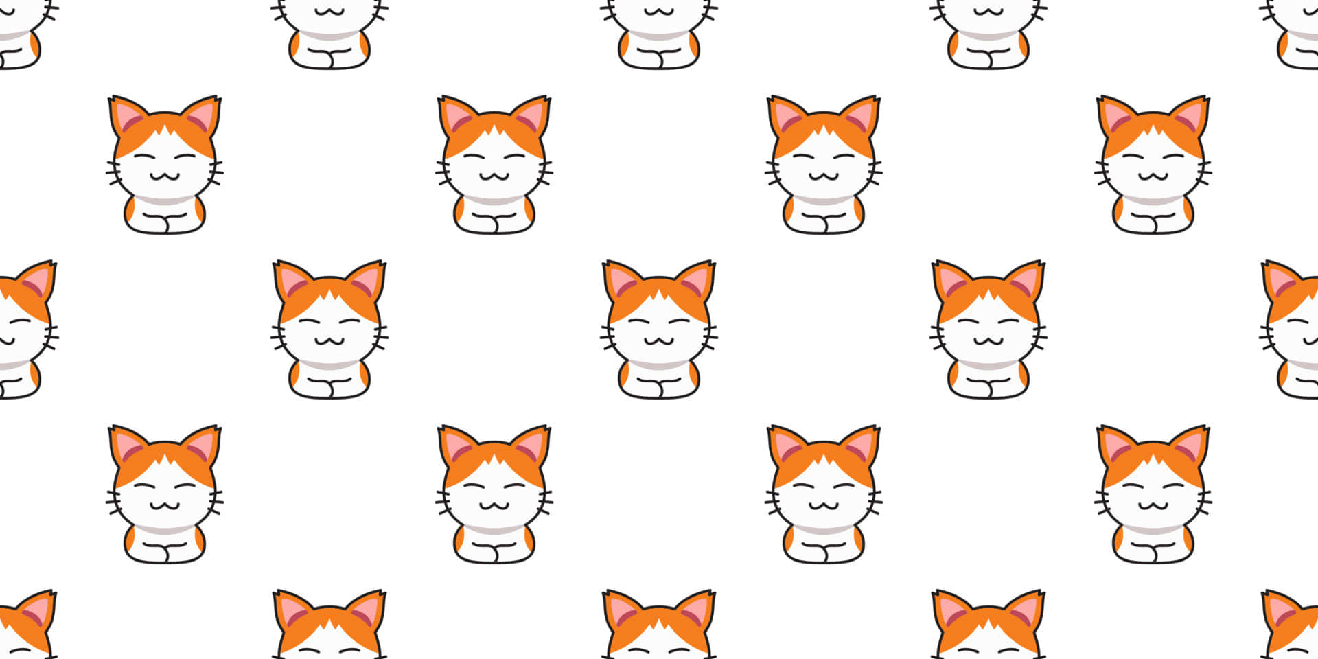 Happy And Cute Cat Pattern Wallpaper