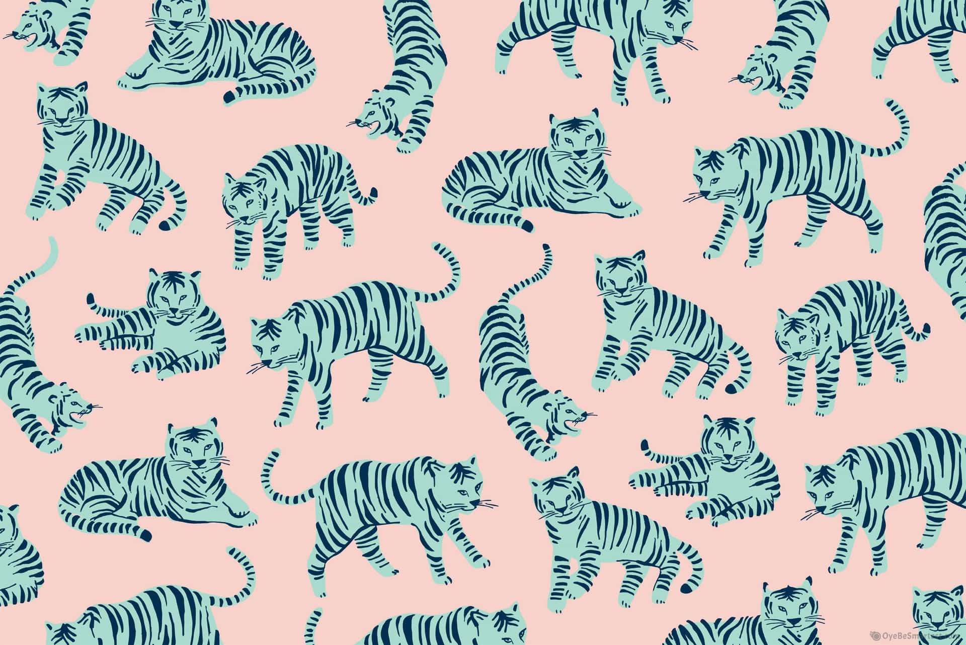 Cute Cat Pattern With Pink Background Wallpaper