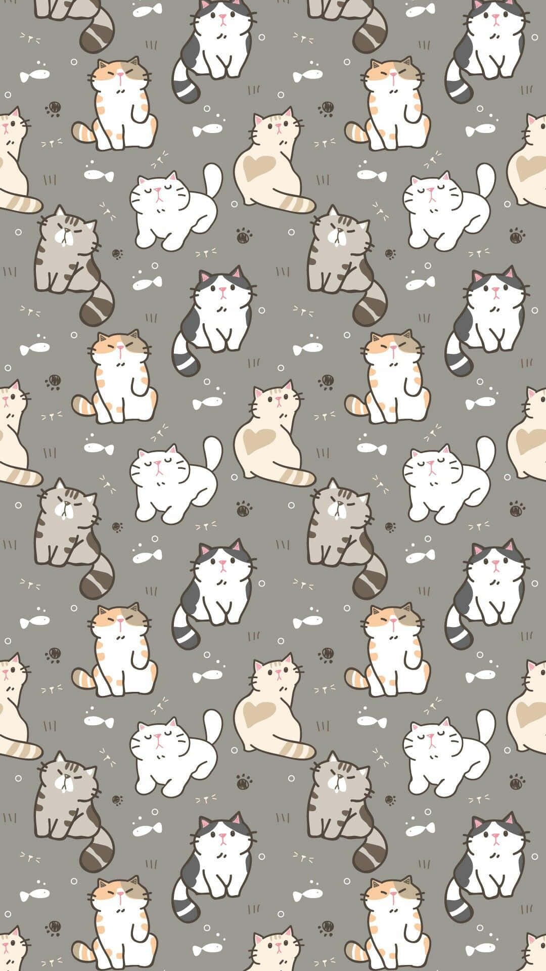 Et baggrundsbillede dækket med søde katte mønstre for at gøre din dag lysere! Wallpaper
