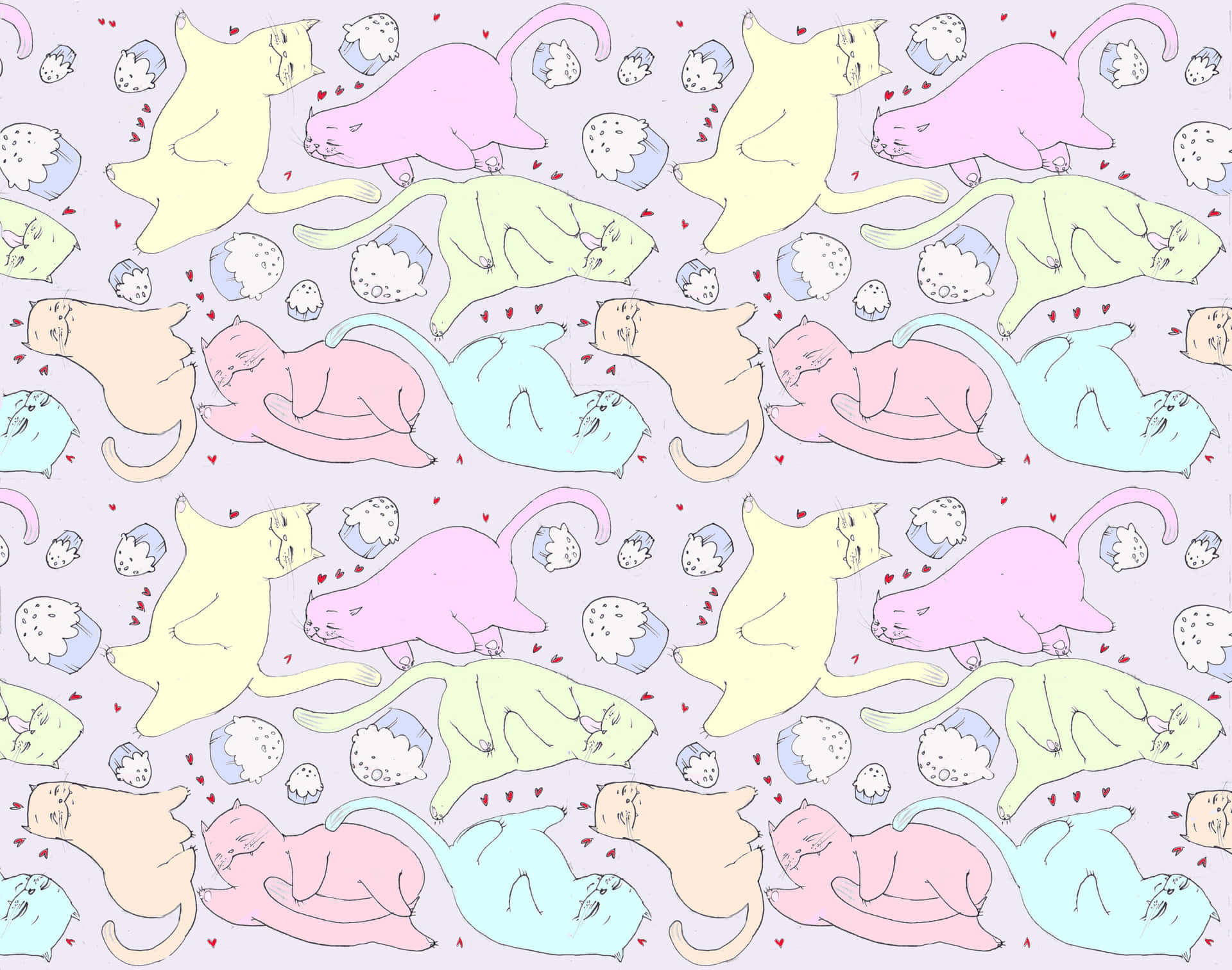 Bring joy to your home with this beautiful cute cat pattern Wallpaper