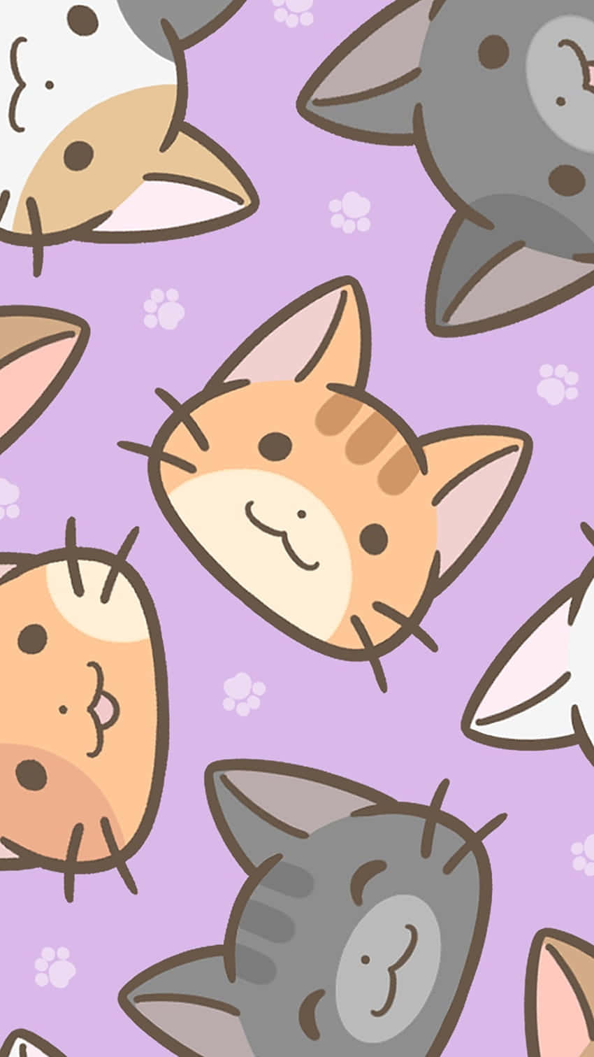 A sweet and playful pattern featuring a cute cat! Wallpaper
