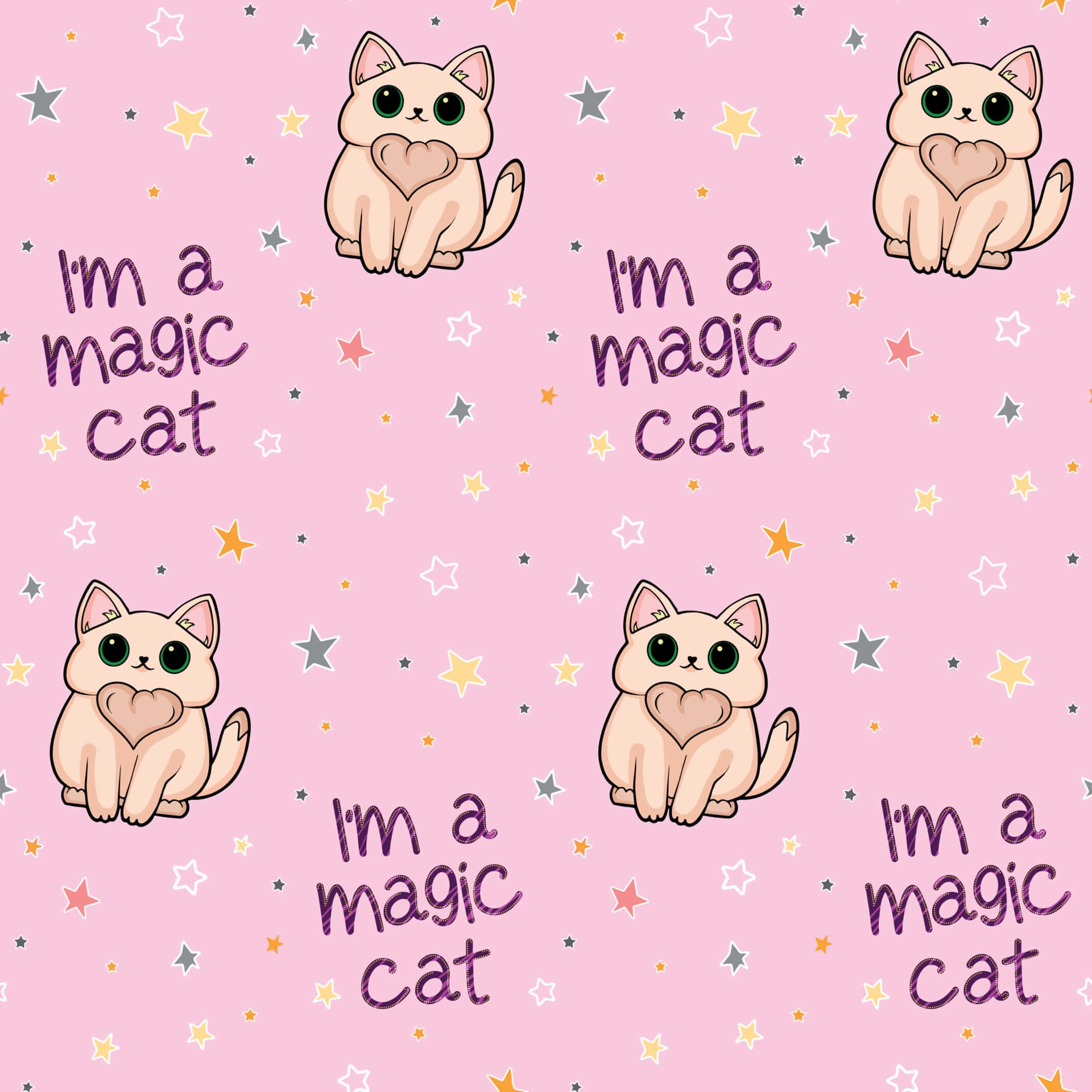 "Cuddle up with this Cute Cat Pattern!" Wallpaper